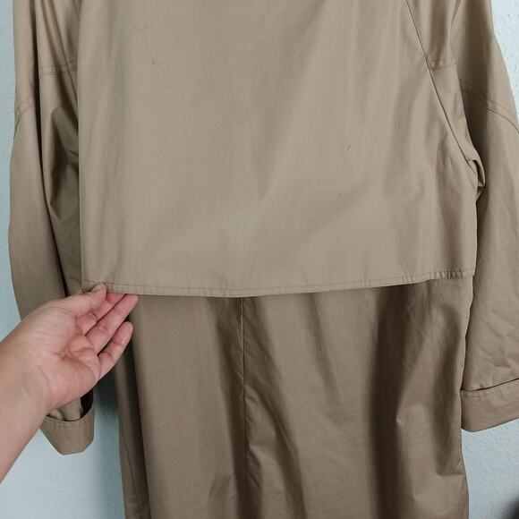 THE TOTES COAT Women's Vintage 80s Tan Button Up Rain Trench Coat Pockets Sz 18½ - Picture 4 of 13